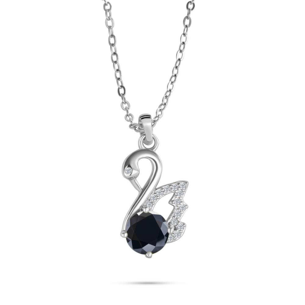 

6.5mm Swan Pendant Necklace For Women Minimalist Design Elegant Clavicle Chain D VVS1 Delicate Jewelry 6.5mm чёрный