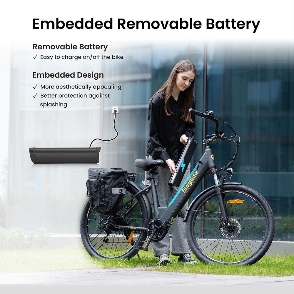 Eleglide T1 Step-Thru Electric Bike – 50Nm Motor, 100km Range, 27.5" CST Tires, Hydraulic Suspension  7-Speed Shimano