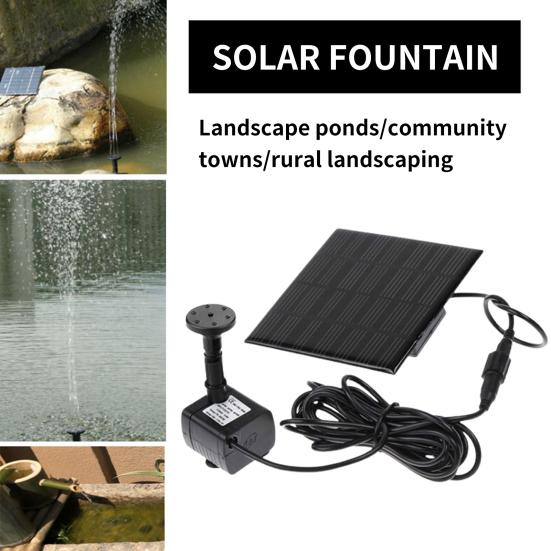 Solar Fountain Pump Customizable Water Flow Quiet Brushless Pump 180L/h 30-60cm Spray Height Monocrystalline Solar Panel Durable Design