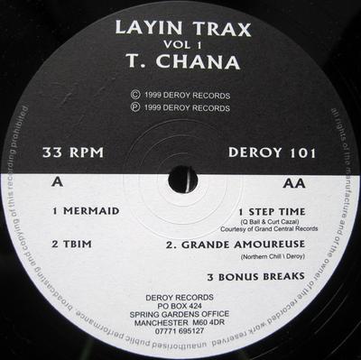 12inch Record T.CHANA  Layin Trax Vol 1 DEROY101 DEROY RECORDS 1999 UK Dance  Electronica Used