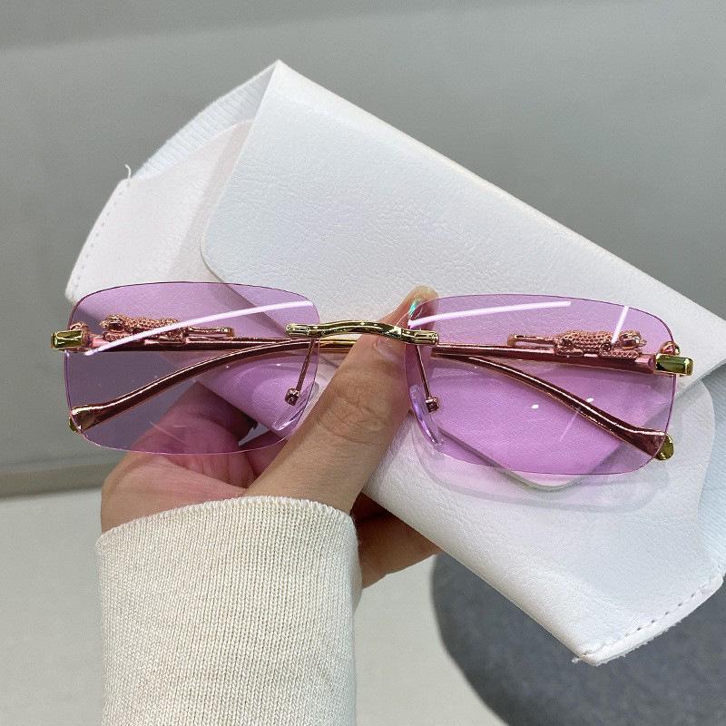 Custom Fashion Small Frame Hip Hop Sunglasses: High-End Men's & Women's Rimless Street Style Instagram Influencer Glasses