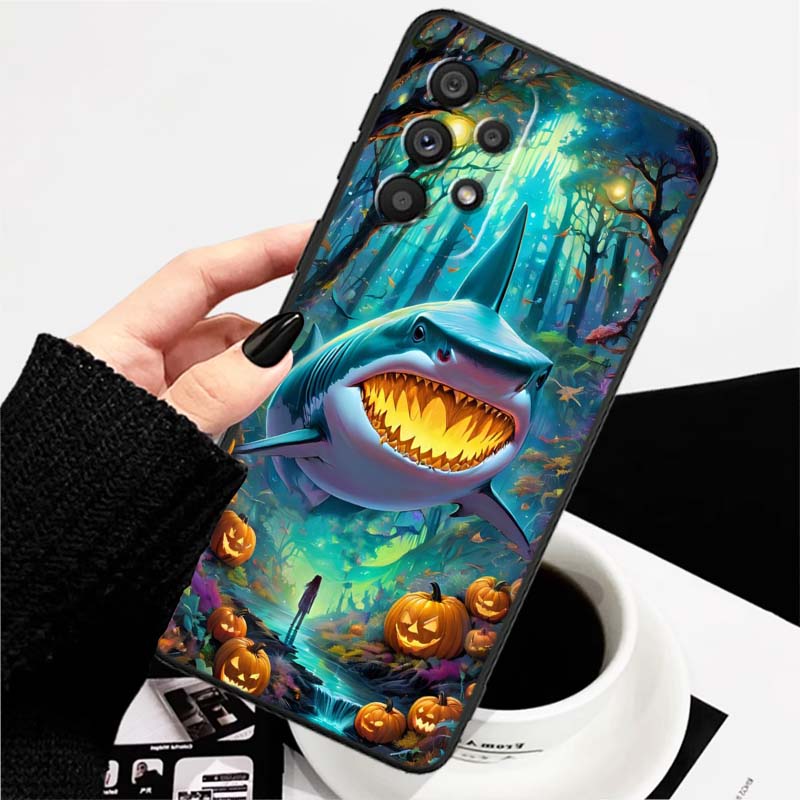 Anime Biology Design Phone Case For Samsung A73 A72 A71 A55 A54 A53 A52 A51 A13 A22 A16 A15 A12 A14 A26 A07 5G Black