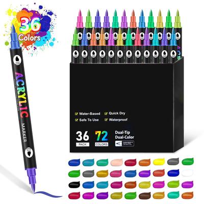 Acrylfarbenmarker, 6 ml, doppelköpfiger, zweifarbiger Acrylmarkerstift, Malset für Kinder, 72 Farben, Markerstift