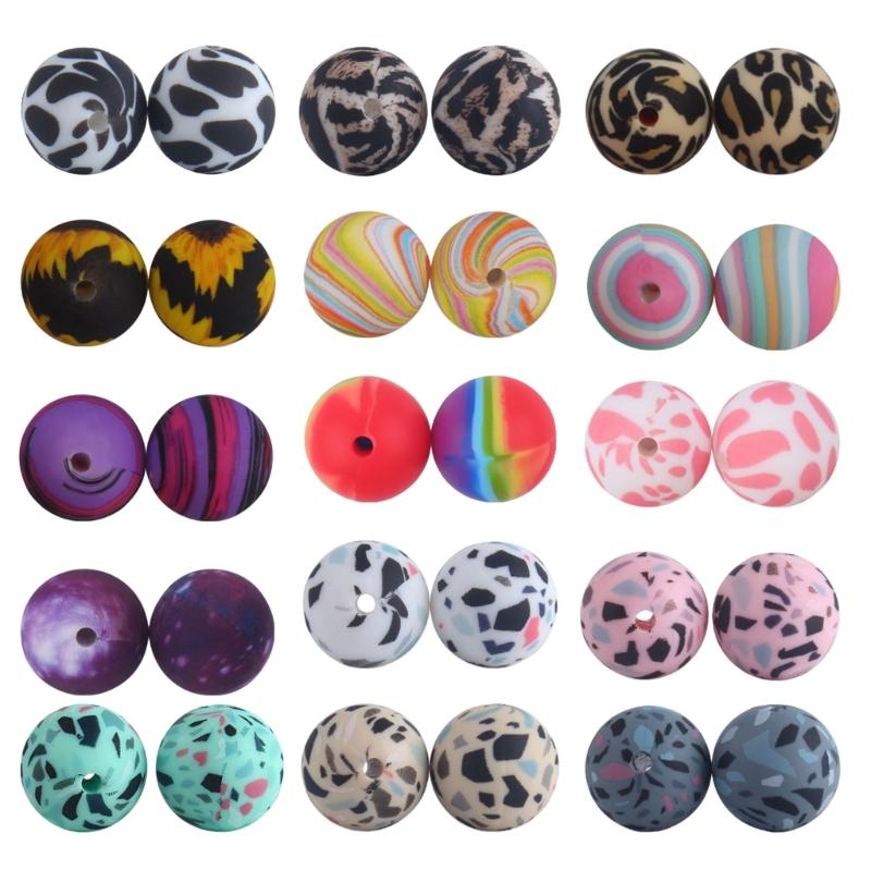 20pcs Silicone Beads with 15mm Diameter Food Grade Baby Teethers Beads Silicone BPA Free For Necklaces Pacifier Holder