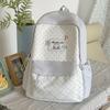 Schoolbag Japanese Contrasting Color Plaid Large Capacity Backpack Cute Bow Pendant Backpack Clock In Photo High Value Schoolbag