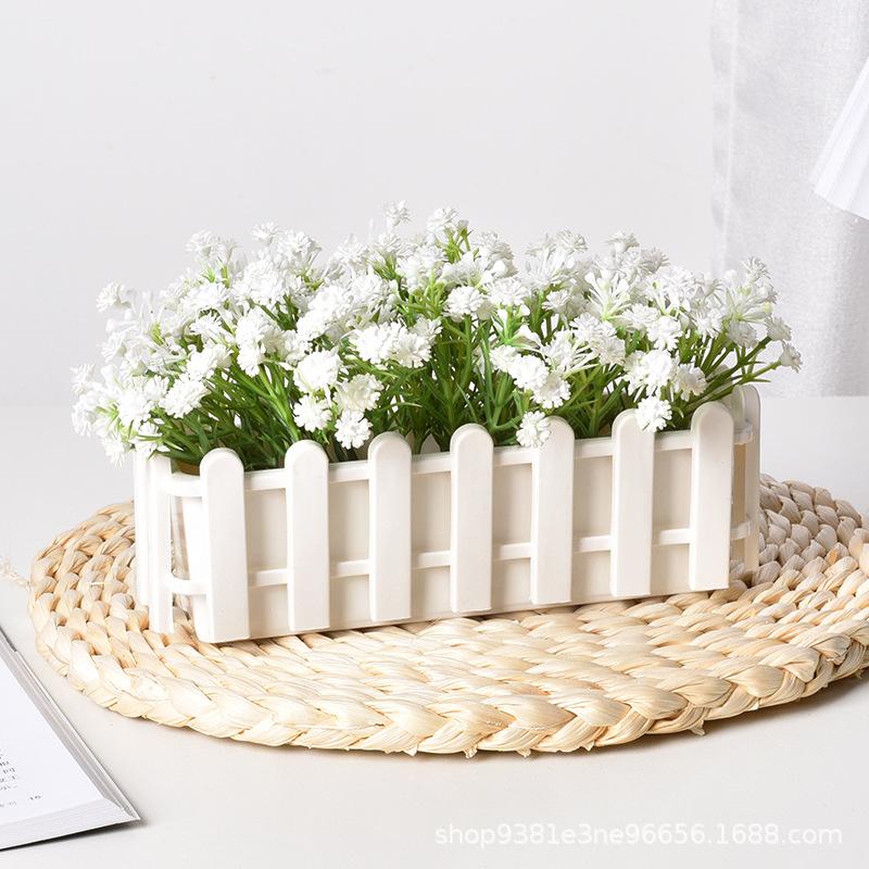 Fence Style Rectangular Plastic Flower Pot, Garden Border Planter for Succulents, Balcony Home Decor Greenery Container