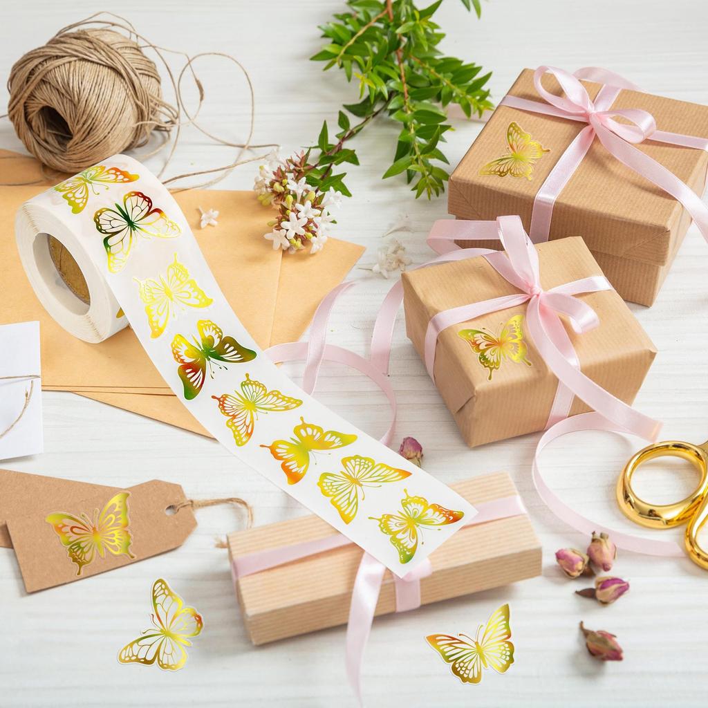 100-500Pcs Premium-Quality Golden Premium-Quality Butterfly Superior-Grade Stickers Party Top-Grade Gift Superior-Grade Wrapping Premium-Quality