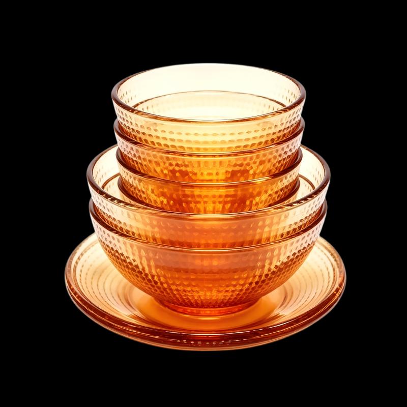 TAYOHYA Amber Galaxy Series Glass Tableware Set - 8 Pieces