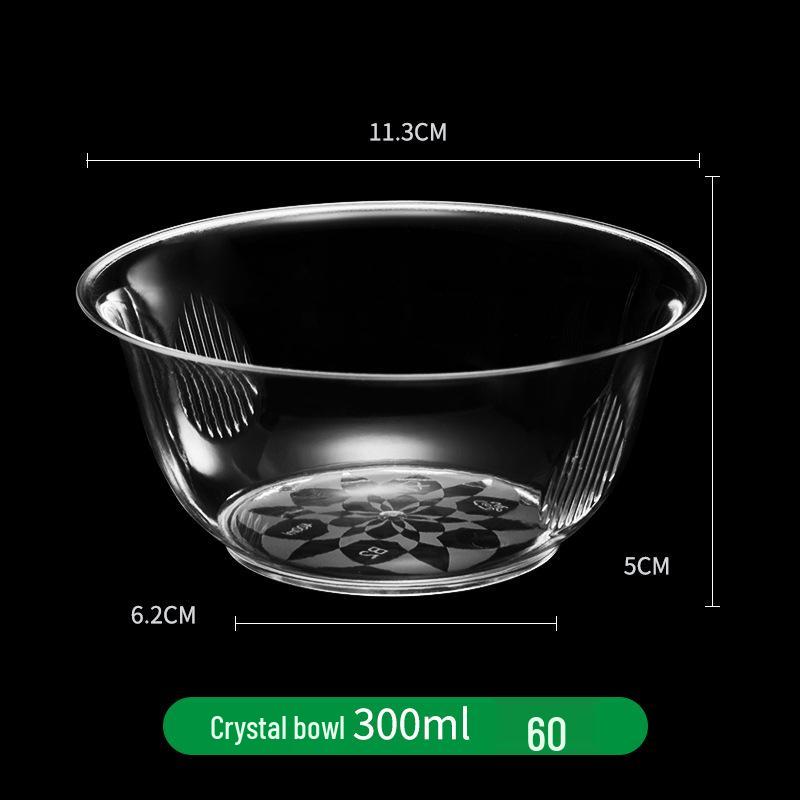 300ml Disposable Crystal Clear Plastic Bowl, Chopsticks, Cups, Plates & Cutlery Set for Hot Pot, Soup, Rice.