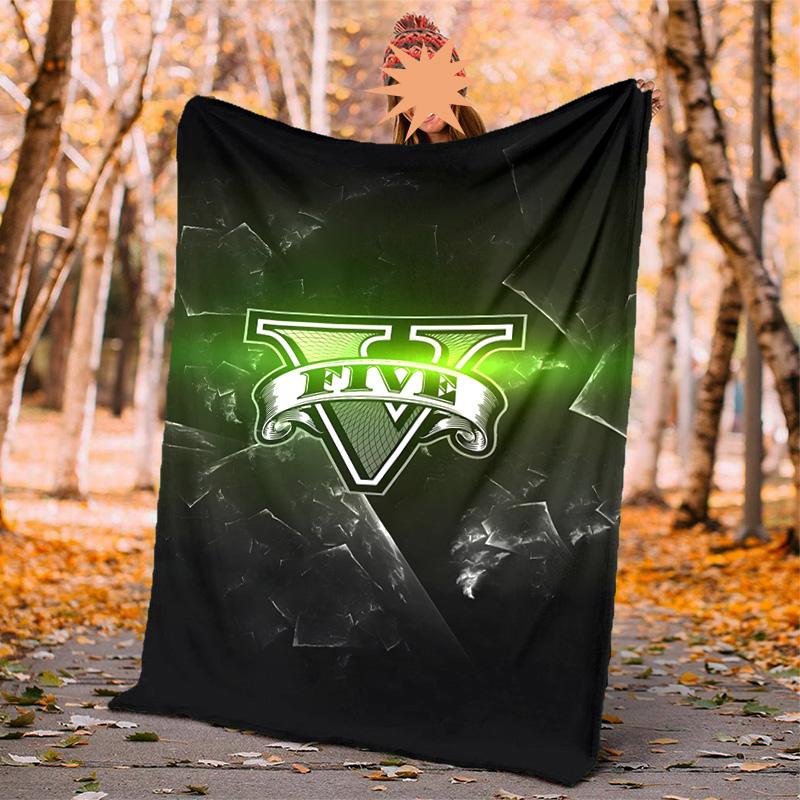 Gta Flannel Blanket Soft Warm All-Season Throw, Design for Camping, Car Travel, Hiking Sofa, Bed, Office Perfect Gift for Parties