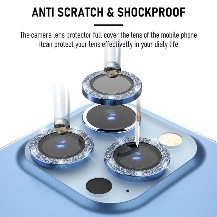 Film de protection - pour iPhone - 13 Pro/13 Pro Max - Verre trempé - Aluminium bleu - Anti-rayures