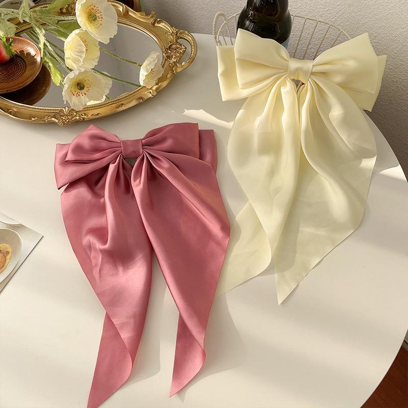 11 Solid Color Satin Ribbon Big Bows Hairpin Spring Clips Hair Accessories for Women Girls Trendy Korean Summer Headwear
