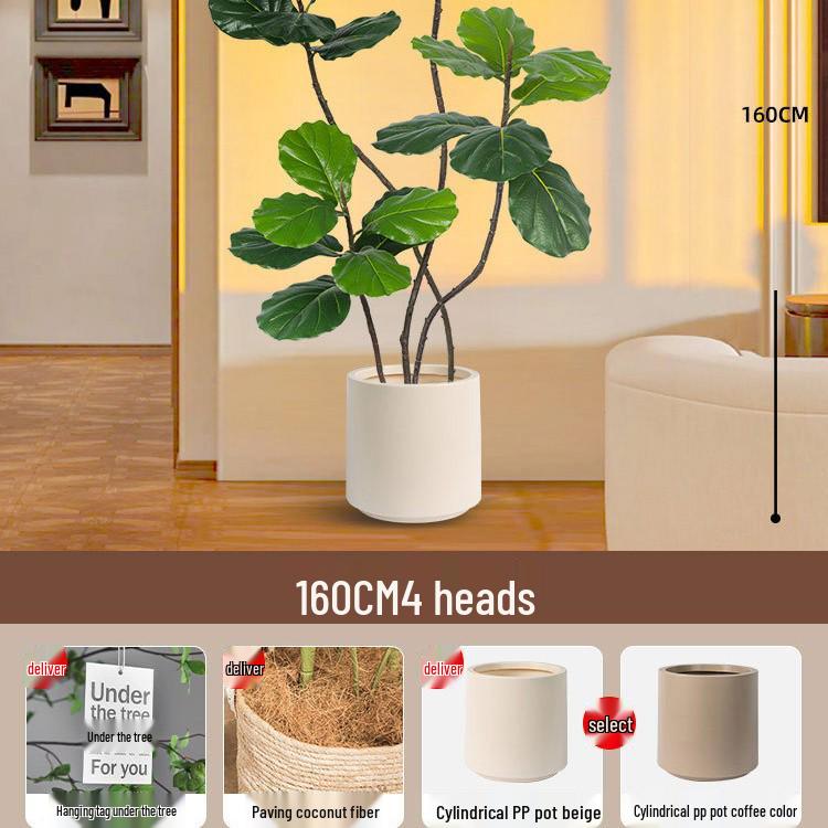 Large Potted Fiddle-Leaf Fig: Luxury Faux Green Plant for Living Room Decor