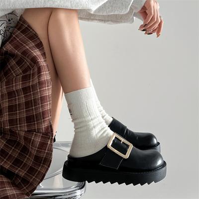 Black Versatile Heightening Bag Head Thick-soled Slippers for Women's Summer Wear 2025 New Non-slip Skirt Mary Jane Half-tow