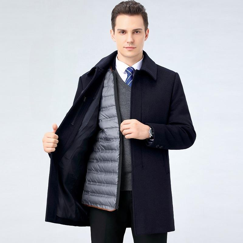 Men's Autumn and Winter Cashmere Coat Men's Short Middle-aged Business Casual Wool Woolen Thickened Coat