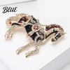 Elegant Horse Pin Alloy Multicolor Brooch Rhinestone Inlaid Standing Lapel