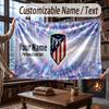 Custom Name Flannel Throw Blanket Atletico Madrid FC Pattern Warm Home Decoration