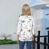 Damen T-Shirt mit Stehkragen und 3/4-Ärmeln und Aufdruck