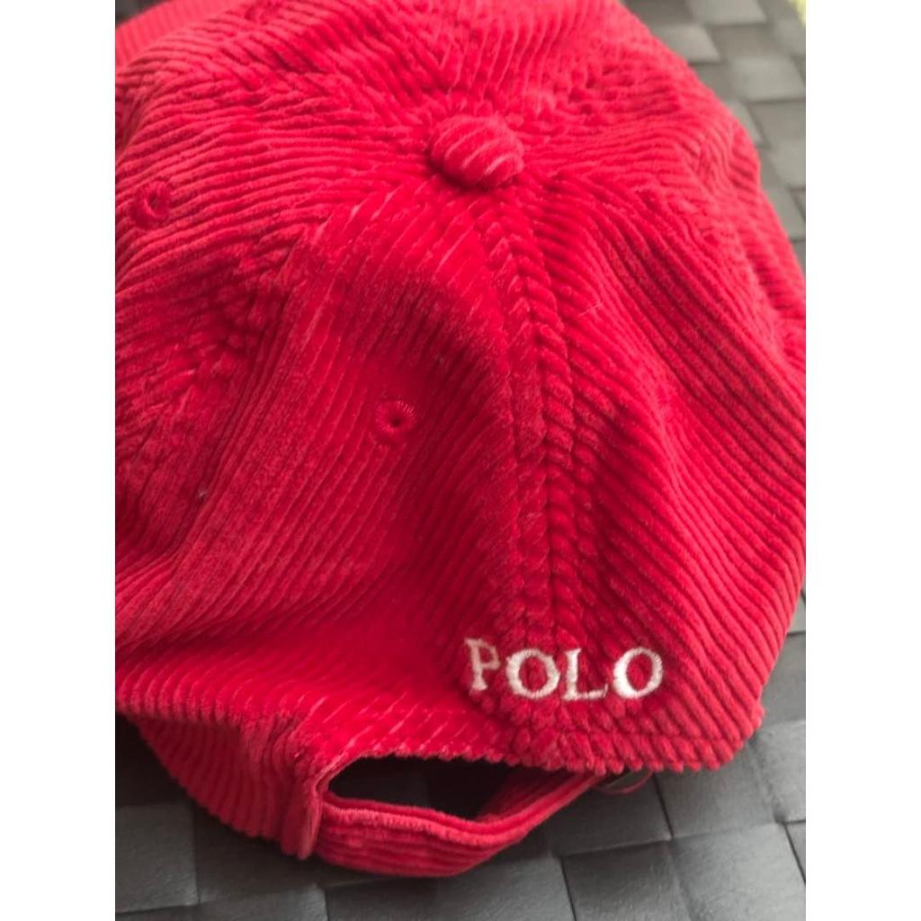 Used POLO RALPH LAUREN Polo Bear Corduroy Cap Red