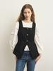 Etdemain Flare Square Single Long Vest - Black