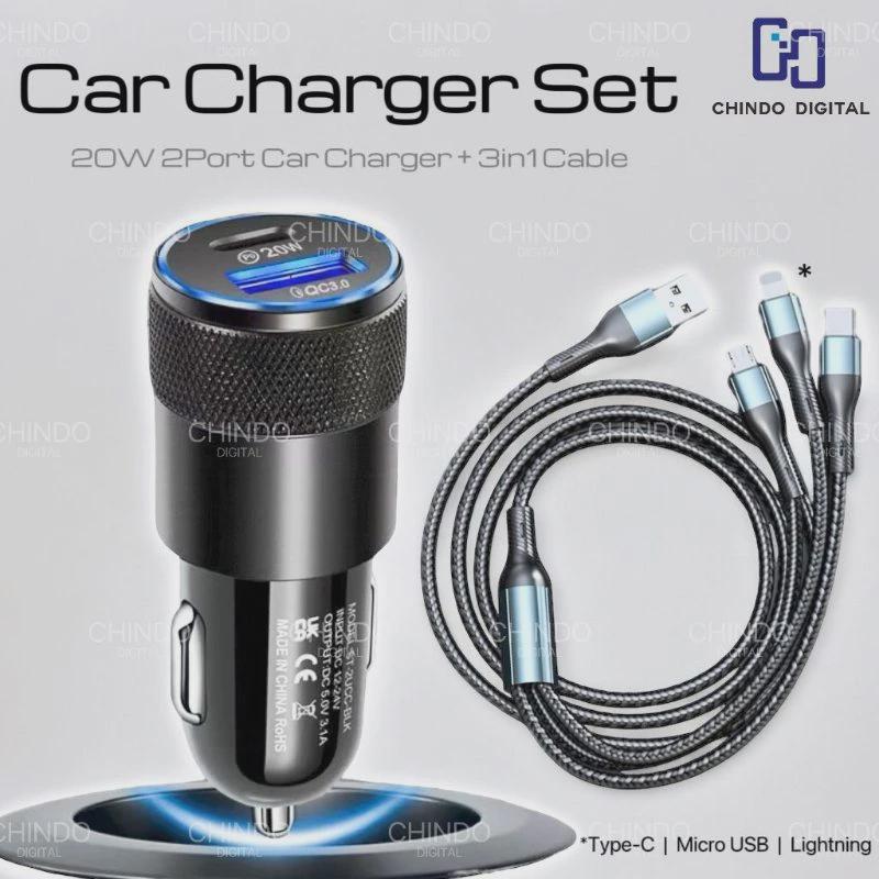 4-in-1 PD30W Car Phone Charger with Charging Cable for Huawei, iPhone 17, and Android Phones