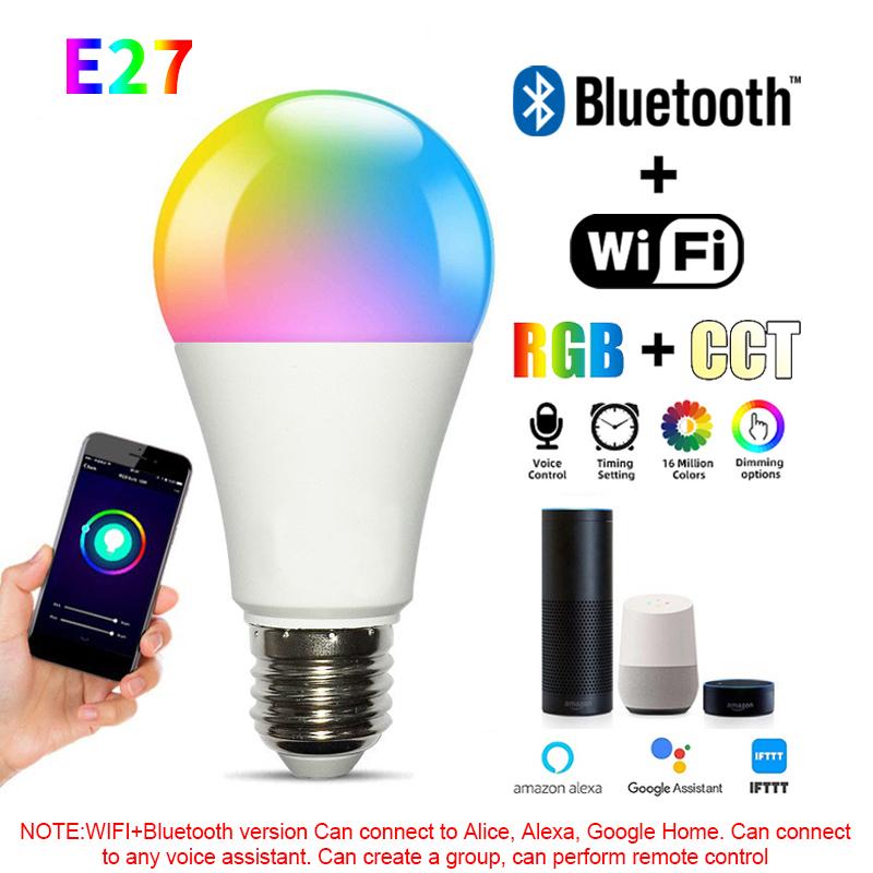 Tuya Smart WiFi LED Light Bulbs 220V 110V 15W E27 LED Lamp RGB Smart Lights APP Alexa Google Assisatnt Voice Control