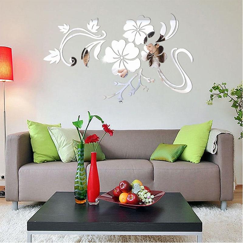 Exquisite Removable 3d Mirror Flower Art Wall Sticker For Stunning Home Decoration