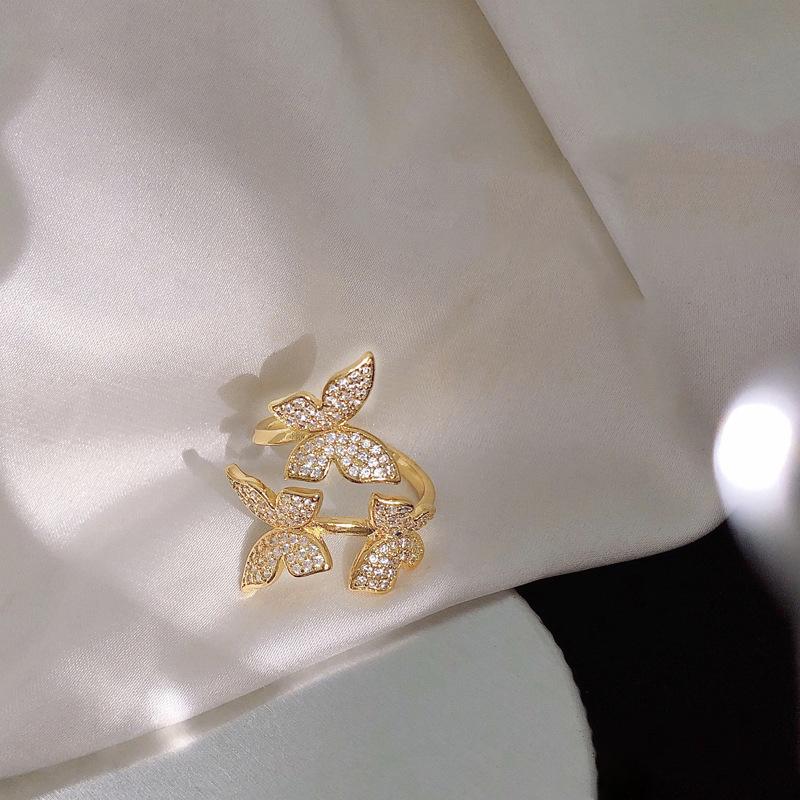 2025 New Butterfly Ring Female Niche Design Fashionable Personality Adjustable Opening Temperament Jewelry Accessories