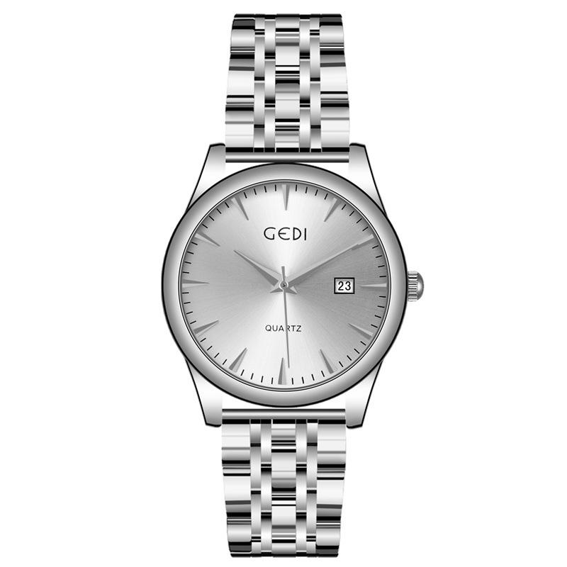 Couple Classic Steel Belt Watch Simple High-End Calendar Waterproof Quartz Watch High-Value Watch