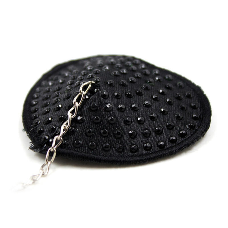 1 Pair Sexy Black Link Chain Tassel Breast Bra Nipple Cover Sticker Pasties