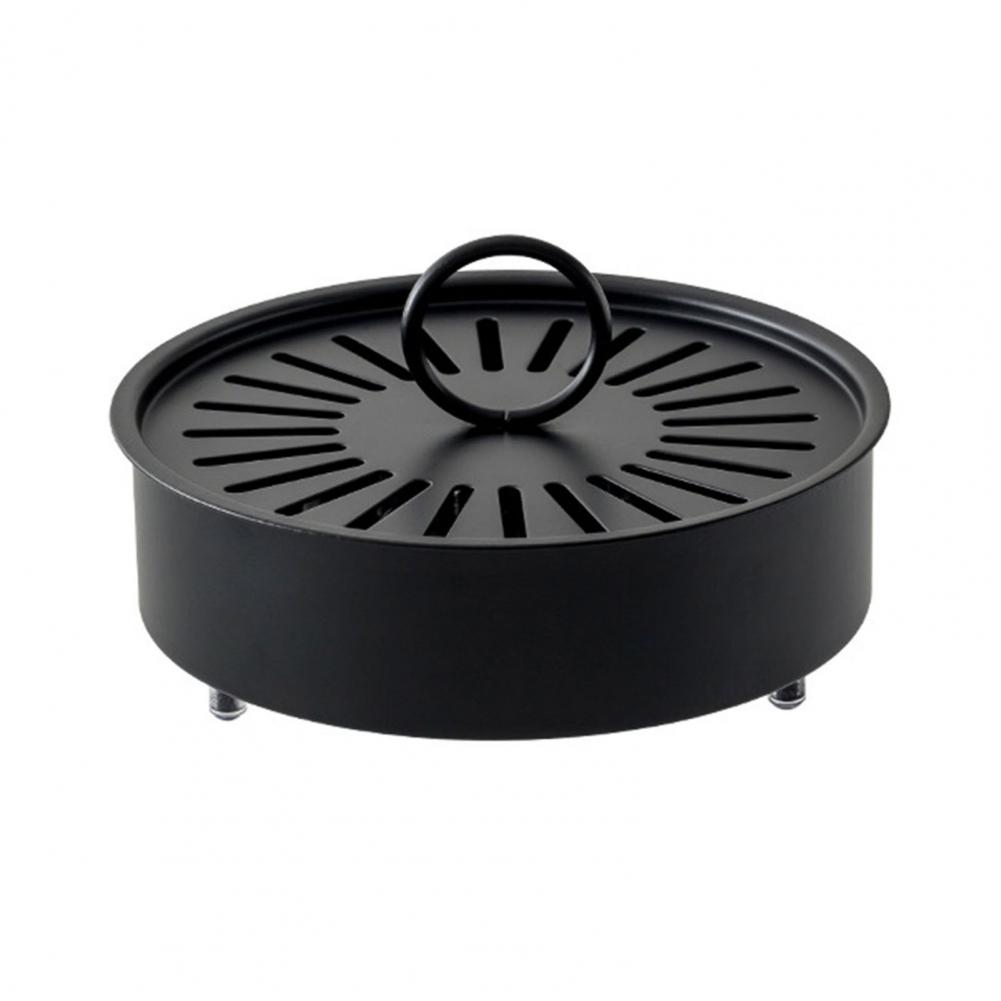 Incense Coil Holder with Handle Cover Round Metal Repellent Spiral Incense Burner Ash Catcher Tray Zen Incense Coil Stand