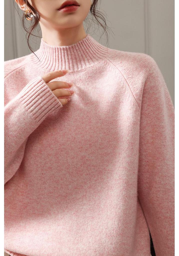 Women's Loose Wool Raglan Sweater: Autumn/Winter, Half-Neck Knit Layer