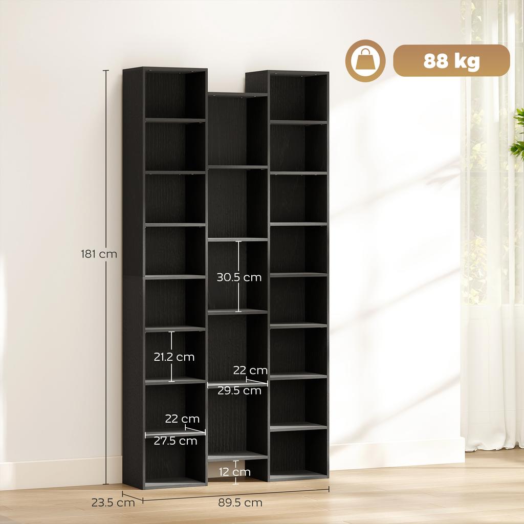 21-Compartment Bookshelf - Black