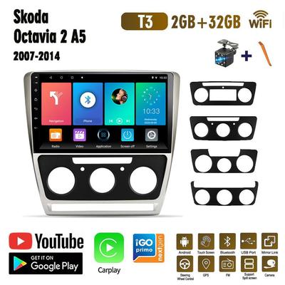 Radio de coche Android 2 Din Carplay para Skoda Octavia 2007-2014 reproductor de vídeo Multimedia para coche navegación GPS WIFI Android 2 Din 2 + 32GB