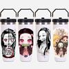 30oz Anime Portable Car Cup Stainless Steel Thermos Cup with Straw Travel Sport Water Bottle Handle Cover Coffee Vacuum Flask