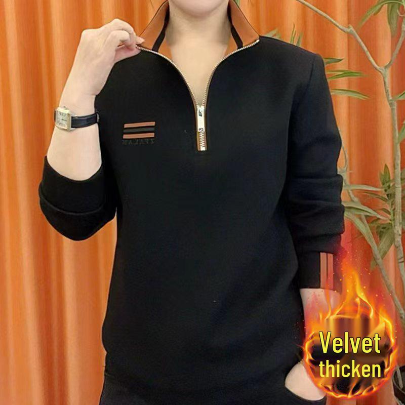 

2025 Men s Half-Zip Fleece-Lined Stand Collar Sweatshirt, Fashionable Autumn/Winter Style L чорний