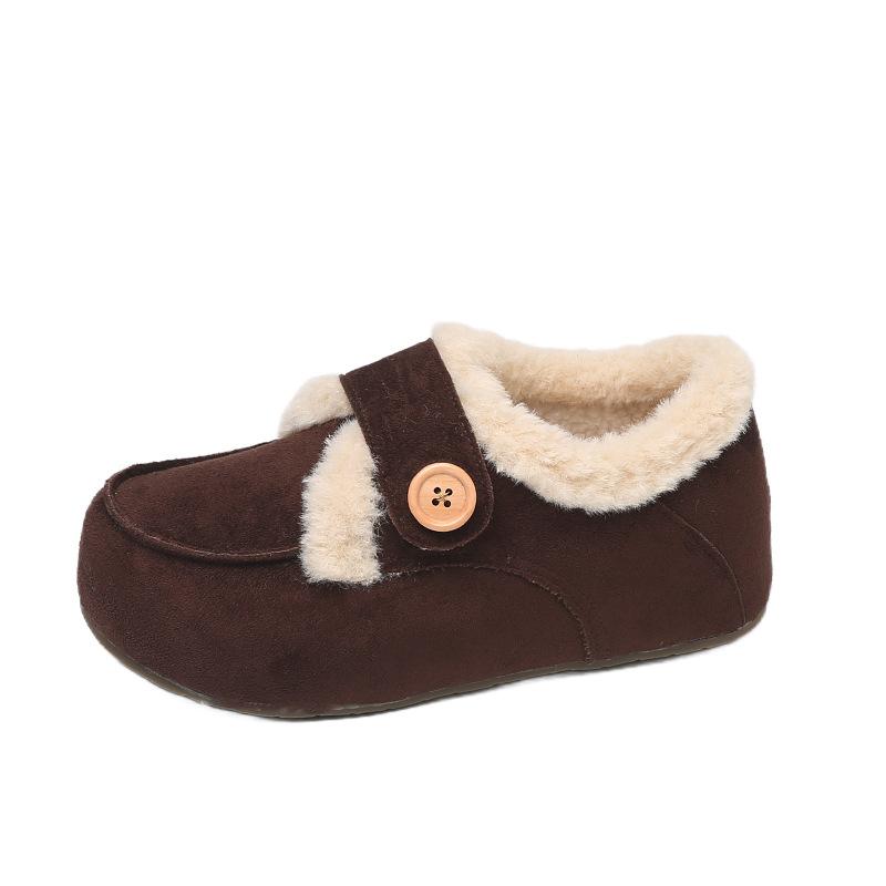 Winter new cotton shoes women's flat-bottomed suede Velcro velvet warm snow shoes women