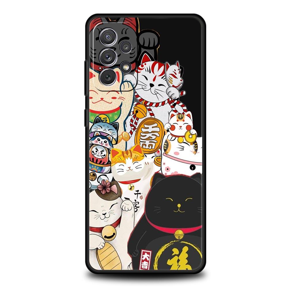 Phone Case for Samsung Galaxy A13 A15 A17 A07 A21S A22 A23 A25 A31 A73 A32 A52 A52S A41 5G Soft TPU Shell Animal Cat Tattoo Bags