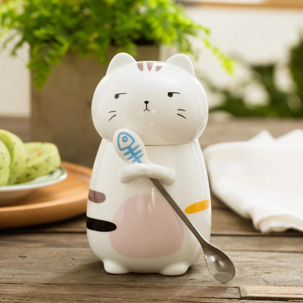 Kreative 3D Kawaii Katze Trinkbecher Niedliche Kaffeetassen Becher Keramik Wasserbecher Milchkaffeetasse Lustiges Tier Lieblicher Trinkbecher