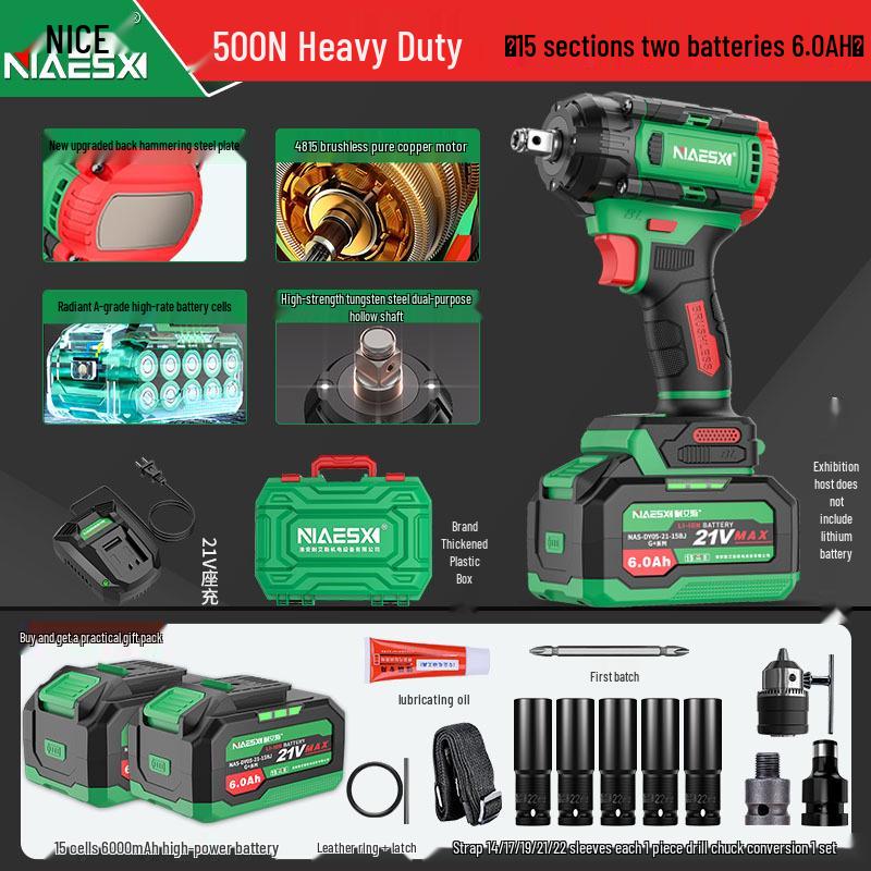 NICE High Power Rechargeable Impact Wrench - Official High Torque Electric Air Gun