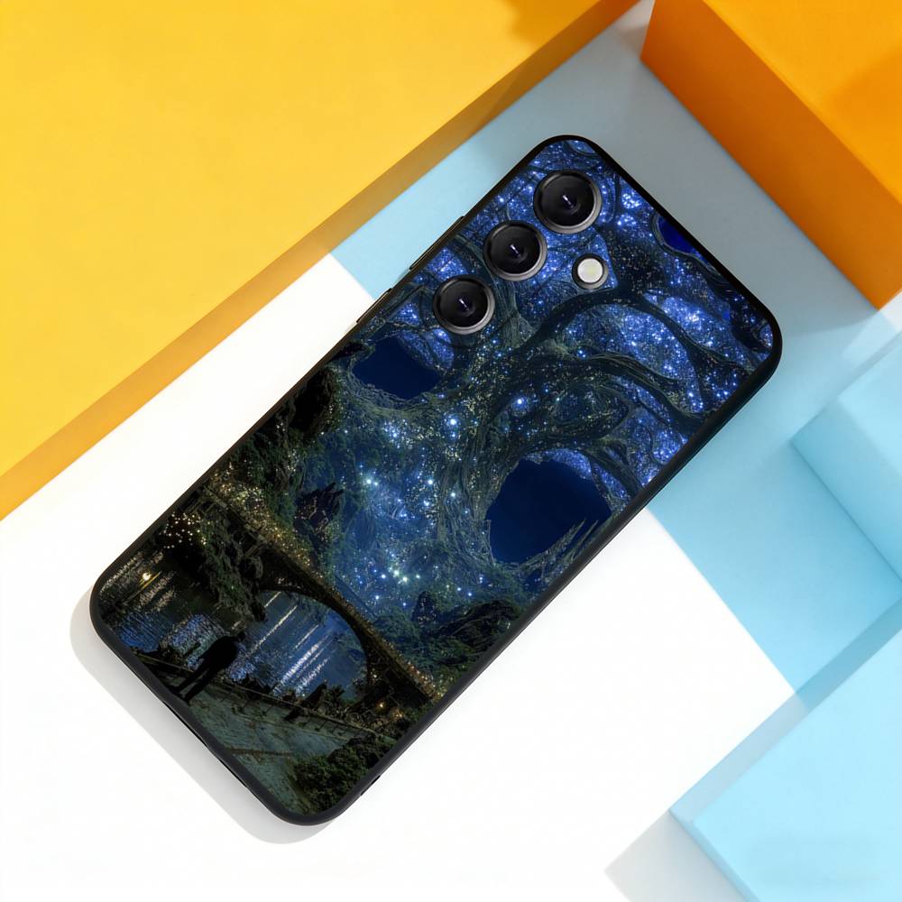 

Tree of Life Space Phone Case For Samsung Galaxy A 73,72,51,53,52,71,22,5G,Note,J7,8,9 Soft Precise Hole Black Cover Samsung a21s