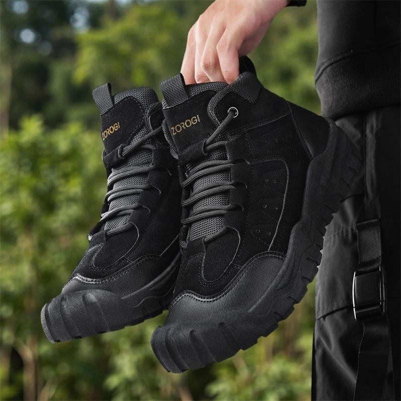 Brand Spring and Autumn Men's Boots,Men's Hiking Boots,High-quality Leather Men's Sports Shoes, Outdoor Hiking Boots, Work Shoes