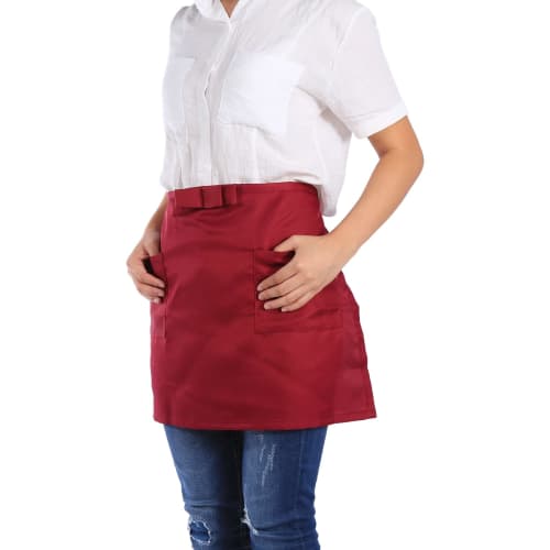 Short Apron, Sommelier Apron, Water-Repellent, Large Capacity, with Pockets, Short Length, Solid Color, Professional Use, Unisex, for Hairdressers, Nu