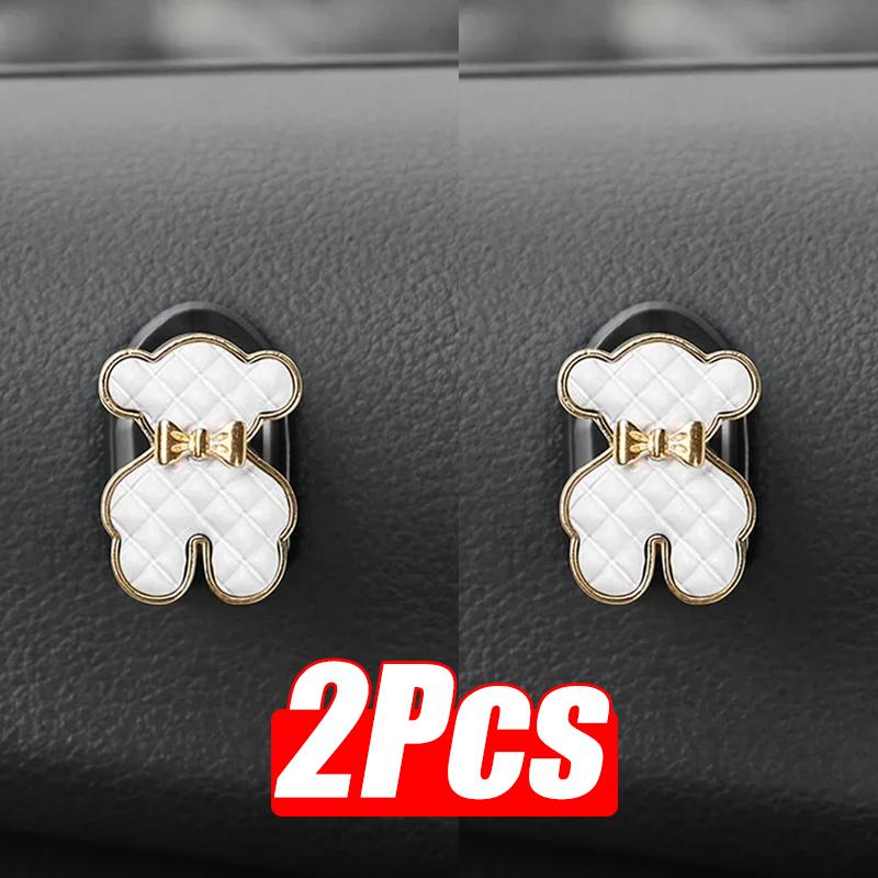 1/2 Stück Kreativer Bär Blume Mini Autohaken Sitzlehnenhalter für Schlüssel Aufhänger Auto Aufbewahrungsorganizer Auto Innenraumzubehör