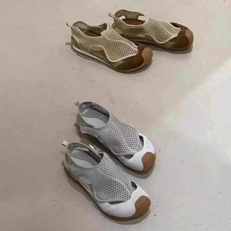 

Версия из коровьей кожи~ Уродливый милый нишевый дизайн дышащие и легкие сетчатые сандалии женские 2025 лето новые спортивные сандалии тренд 40 бежевый