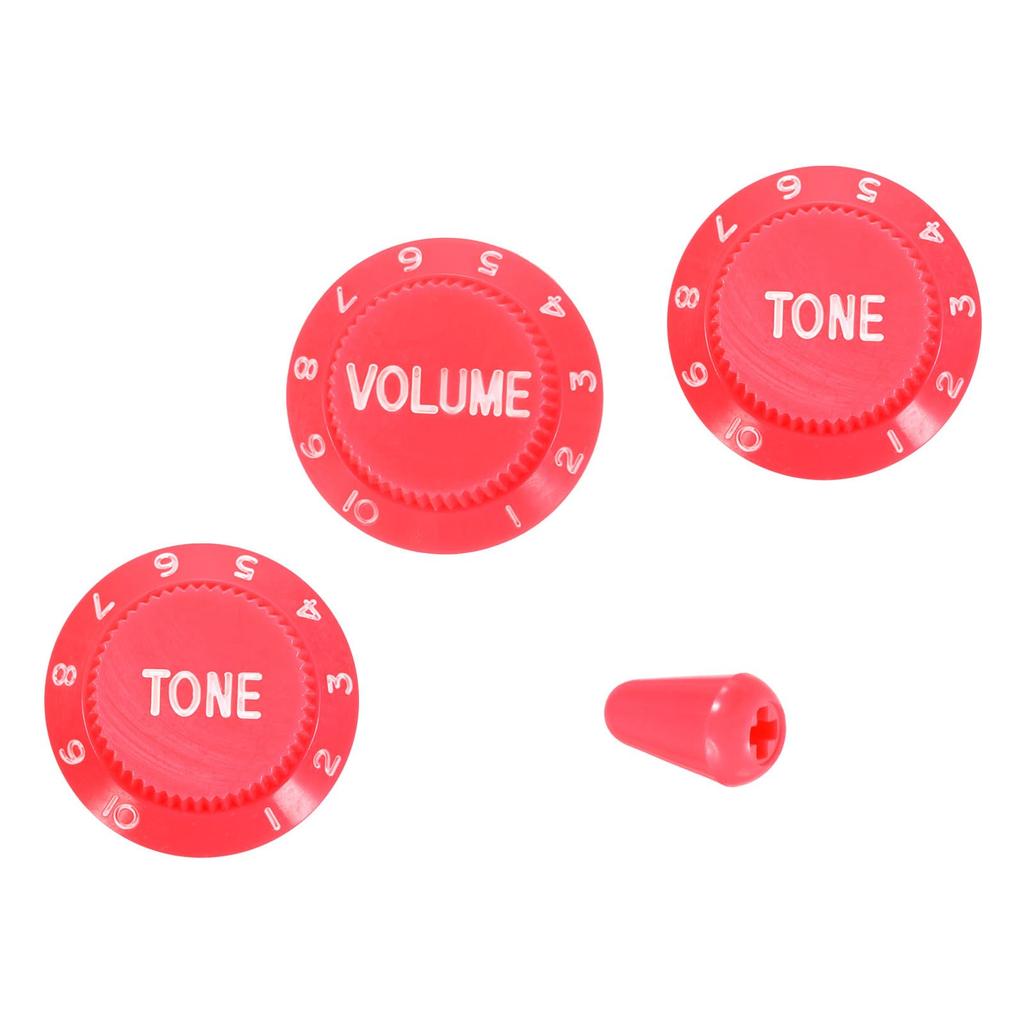 Uxcell Set Guitar Control Plastic Hat Volume Tone Control Knobs 2 Tone 1 Switch Replacement Parts for Type Electric Guitars and Pink White 3-Piece