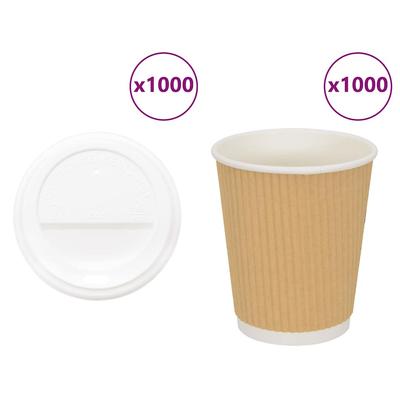 Vidaxl Paper Cups with Lids, 1000 Pcs, 8Oz, 200Ml