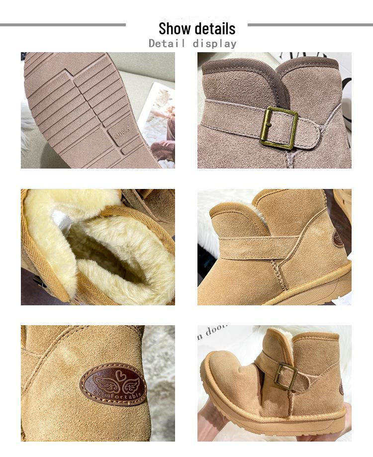 Damen 2025 Neuer Stil Rindsleder Schneestiefel - Bequem, Warm, Vielseitig, Flache Sohle, Kurze Winterstiefel