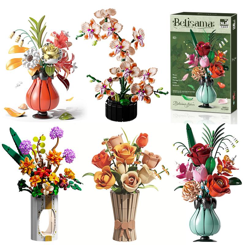 Kreative Rose Orchidee Ewige Blume Topf Pflanzung Bausteine Sonnenblume Lotus Romantische Blumen Steine Spielzeug Valentinstag Geschenk