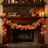 Artificial Maple Leaf Garland for Fall Thanksgiving Decor - Faux Wreath for Front Door Hanging